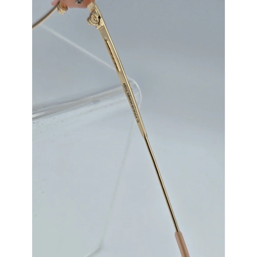 ATTCL EYEGLASSES FRAMES ONLY‎ TR5054 C383 54[]18 142 Pink Metal Frame Gold